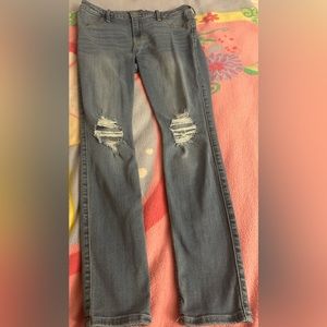 Hollister Light Blue Mid Rise Ripped Jeggings (Jean Leggings)